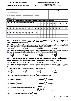 Đề kiểm tra KDCL lớp 12 lần I - Đề 6